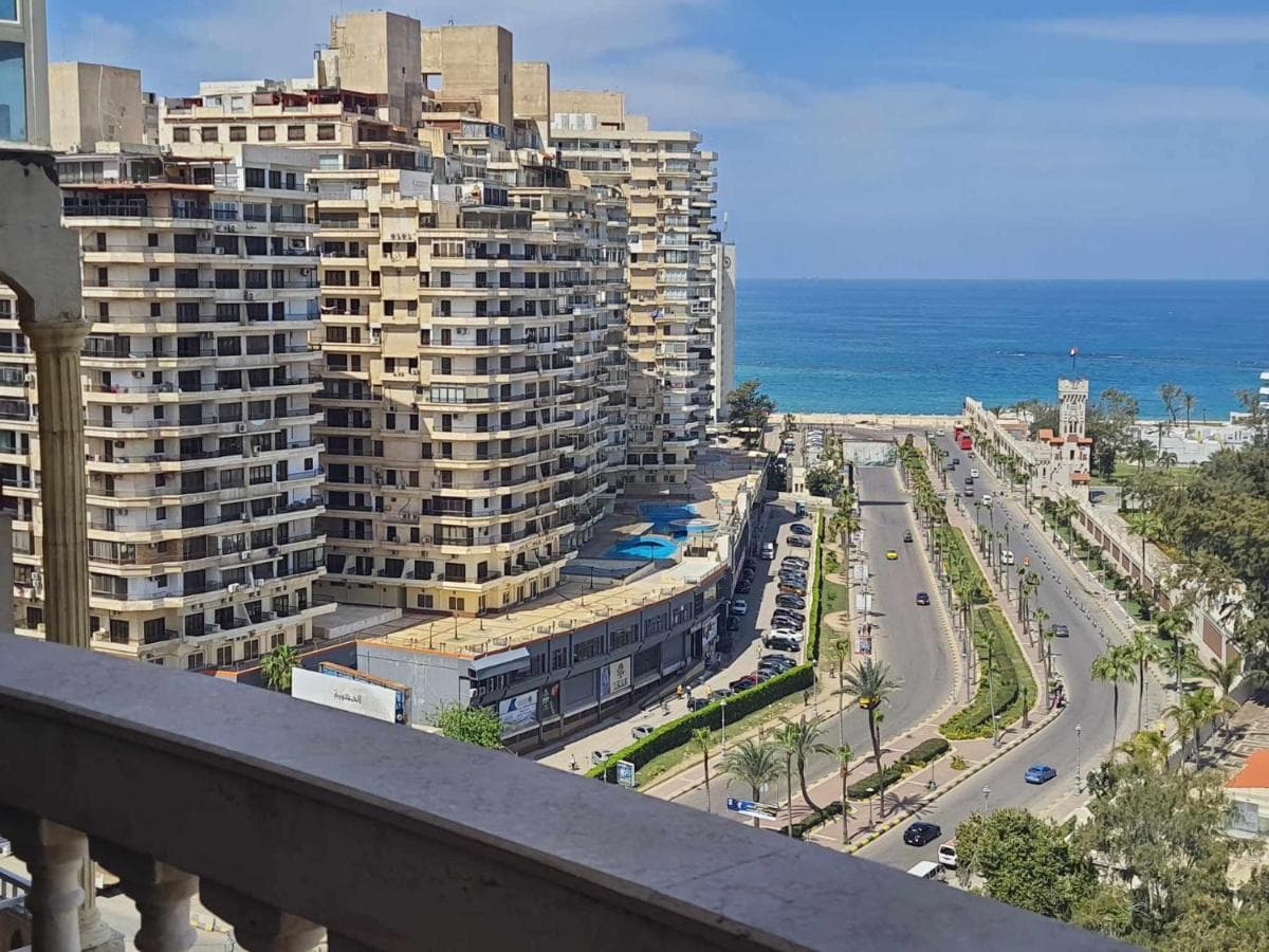 Sea and Montaza Palace view 2 bedrooms apartment alexandria,2 full bathrooms, with 2 AC and 1 Stand Fan, free wifi , available all year days with 3 heavy blankets